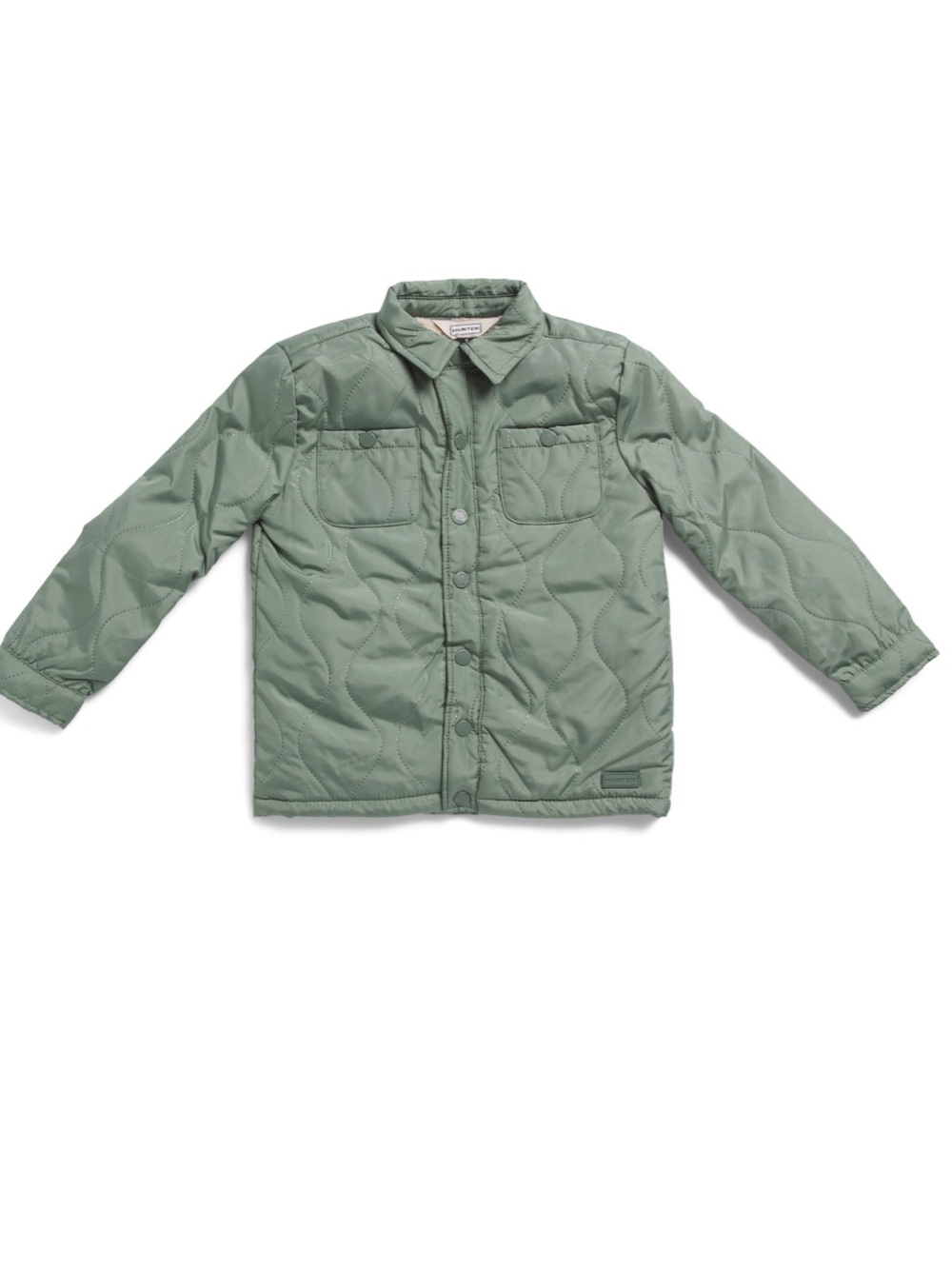 Hunter Sherpa Lined Quilted Water Resistant Button-Front Kids Jacket -Sage Green